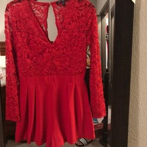 Red lace romper